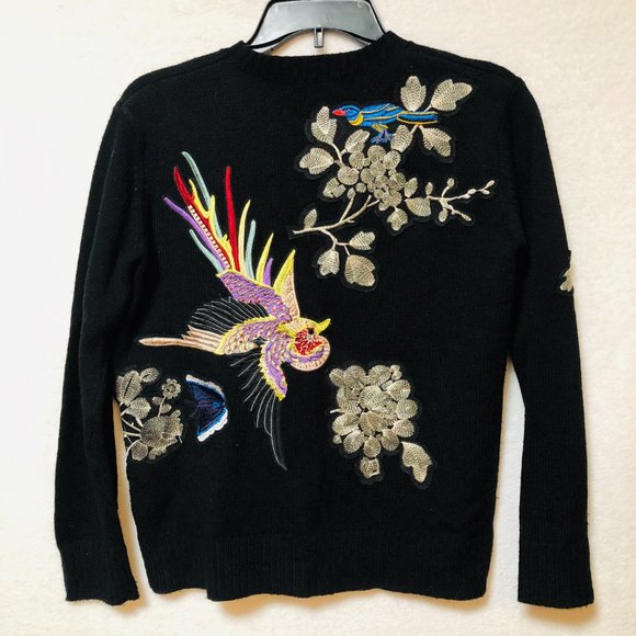 Central Park West Sweaters - Black Central Park West Embroidered Sweater
